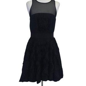 Milly Black Silk Dress w/ Ruffle Skirt
